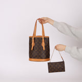 Louis Vuitton Monogram Bucket Bag with Louis Vuitton Mini Pouch