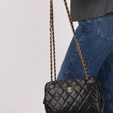 Chanel 1997 Caviar Camera Bag Turnlock Chain Tote 24K GP