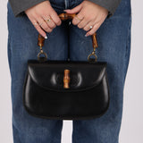 Gucci Vintage 1947 Black Bamboo Turnlock Top Handle