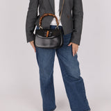 Gucci Vintage 1947 Black Bamboo Turnlock Top Handle