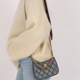 Chanel 2021 Metallic Logo Charms Quilted Pochette