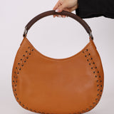 Dior 2007 Wood Whipstitch Cognac Hobo