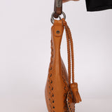 Dior 2007 Wood Whipstitch Cognac Hobo