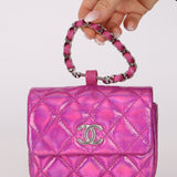 Chanel 24C Iridescent Patent Quilted Carabiner Card Holder
