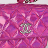 Chanel 24C Iridescent Patent Quilted Carabiner Card Holder