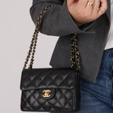 Discontinued Chanel 2004 Caviar Mini Square Flap Bag 24K GP