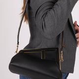 Fendi Small Black First Clutch with Fendi Zucca Strap