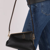 Fendi Small Black First Clutch with Fendi Zucca Strap