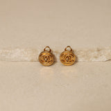 Chanel 1997 Turnlock Button Clip-On Earrings 24K GP