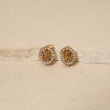 Dior Oblique Crystal Oval Clip-On Earrings