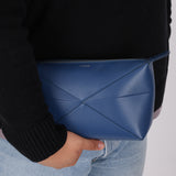 Loewe Blue Calfskin Puzzle Fold Wash Bag