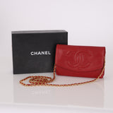 Chanel 1996 Red Caviar Timeless Wallet on Chain