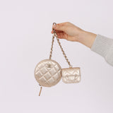 Chanel 2024 Calfskin Gold Multi Coin Purse and Micro Bag