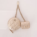 Chanel 2024 Calfskin Gold Multi Coin Purse and Micro Bag