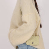 Chanel 2020 Pistachio Caviar Camellia Embossed Belt Bag