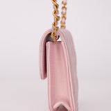 Chanel 2024 Pearl Pink Iridescent Cardholder on Chain