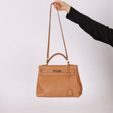 Hermès 1992 Natural Courchevel Retourne Kelly 32 GHW with Strap