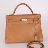 Hermès 1992 Natural Courchevel Retourne Kelly 32 GHW with Strap