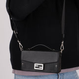Fendi Zucca Black Soft Trunk Baguette with Strap