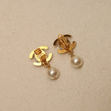 Chanel 1997 CC Turnlock Pearl Drop Clip-On 24K GP