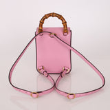 Gucci Pink Bamboo Turnlock Vertical Top Handle 3 Way Bag