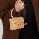 Rare Chanel 1991 Beige Mini Kelly Top Handle