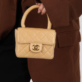 Rare Chanel 1991 Beige Mini Kelly Top Handle