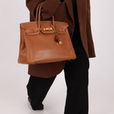 Hermès 1997 Gold Courchevel Retourne Birkin 35 GHW