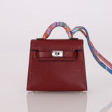 Hermès Micro Kelly Tadelakt Rouge H Twilly Bag Charm PHW