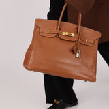 Hermès 1997 Gold Courchevel Retourne Birkin 35 GHW