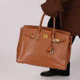Hermès 1997 Gold Courchevel Retourne Birkin 35 GHW