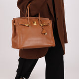 Hermès 1997 Gold Courchevel Retourne Birkin 35 GHW