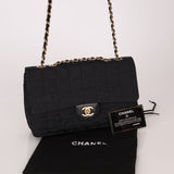 Chanel 2003 Nylon Chocolate Bar Medium Single Flap GHW