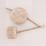 Chanel 2024 Gold Metallic Duo Coin Pouch
