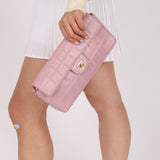 Chanel 2002 Lilac Lambskin Chocolate Bar East West Flap 24K GP