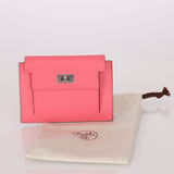 Hermès 2020 Rose Azalee Chevre Mysore Kelly Pocket Compact Wallet PHW