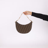 Rare Fendi Zucca Crescent Chain Shoulder Bag