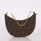 Rare Fendi Zucca Crescent Chain Shoulder Bag