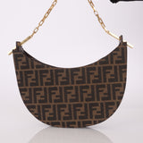 Rare Fendi Zucca Crescent Chain Shoulder Bag