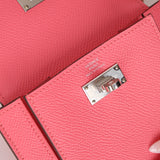 Hermès 2020 Rose Azalee Chevre Mysore Kelly Pocket Compact Wallet PHW