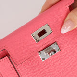 Hermès 2020 Rose Azalee Chevre Mysore Kelly Pocket Compact Wallet PHW