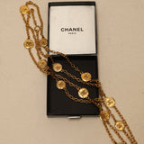 Chanel 70s-80s Hammered Coins Long Necklace 24K GP
