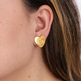 Chanel 1995 Matte Logo Heart Clip-On Earrings