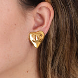 Chanel 1993 Medium CC Heart Clip-On Earrings