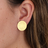 Hermès 2000 Matte Gold Script Logo Clip-On Earrings