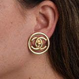 Chanel 1997 CC Turnlock Circle Clip-On Earrings