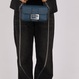 Fendi Blue Cuoio Romano Baguette Bag