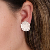 Hermès 2000 Matte Silver Script Logo Clip-On Earrings