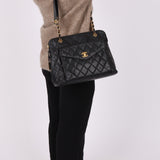 Chanel 1994 Caviar Quilted Envelope Turnlock Zip Tote