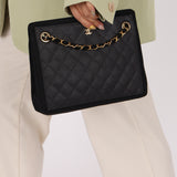 Chanel 1986 Black Canvas Shoulder Bag